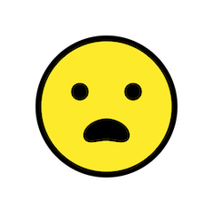 嘴巴张开、皱眉的脸 on Openmoji