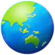 Globo a mostrar a Ásia e a Austrália on Samsung