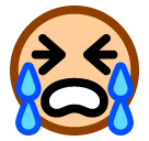 Loudly Crying Face on SoftBank