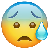Anxious Face With Sweat on WhatsApp